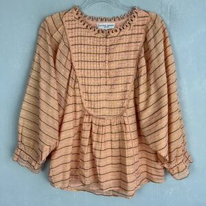 Apice Apart Cala bib top size 8 orange stripe ruffle cotton lightweight boho